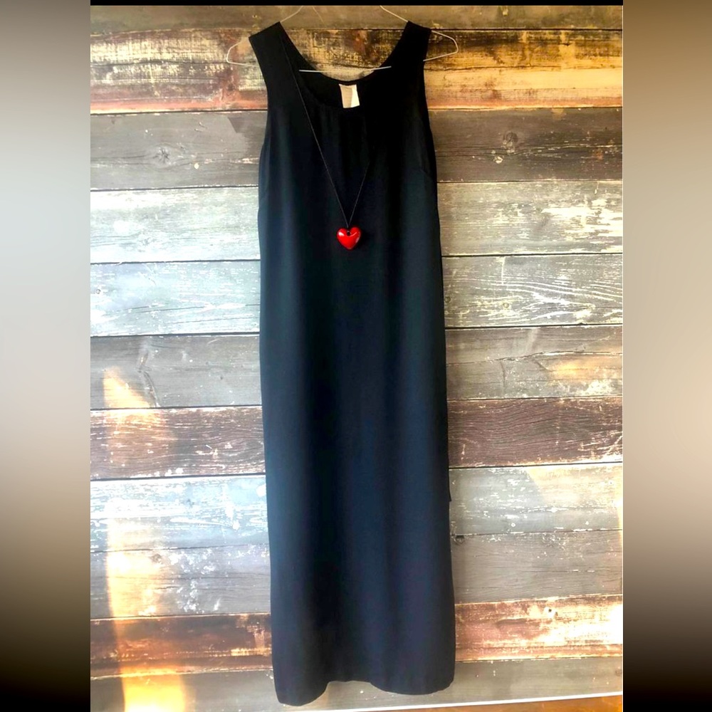 black women’s sleeveless sheath dress w/attached red heart necklace 90s size 8